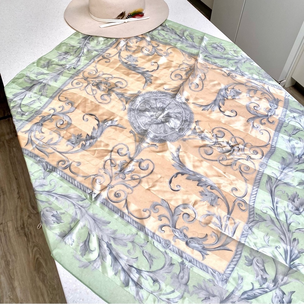 Luxury Silk PIERRE CARDIN boho floral scarf/wrap w shabby chic vibe